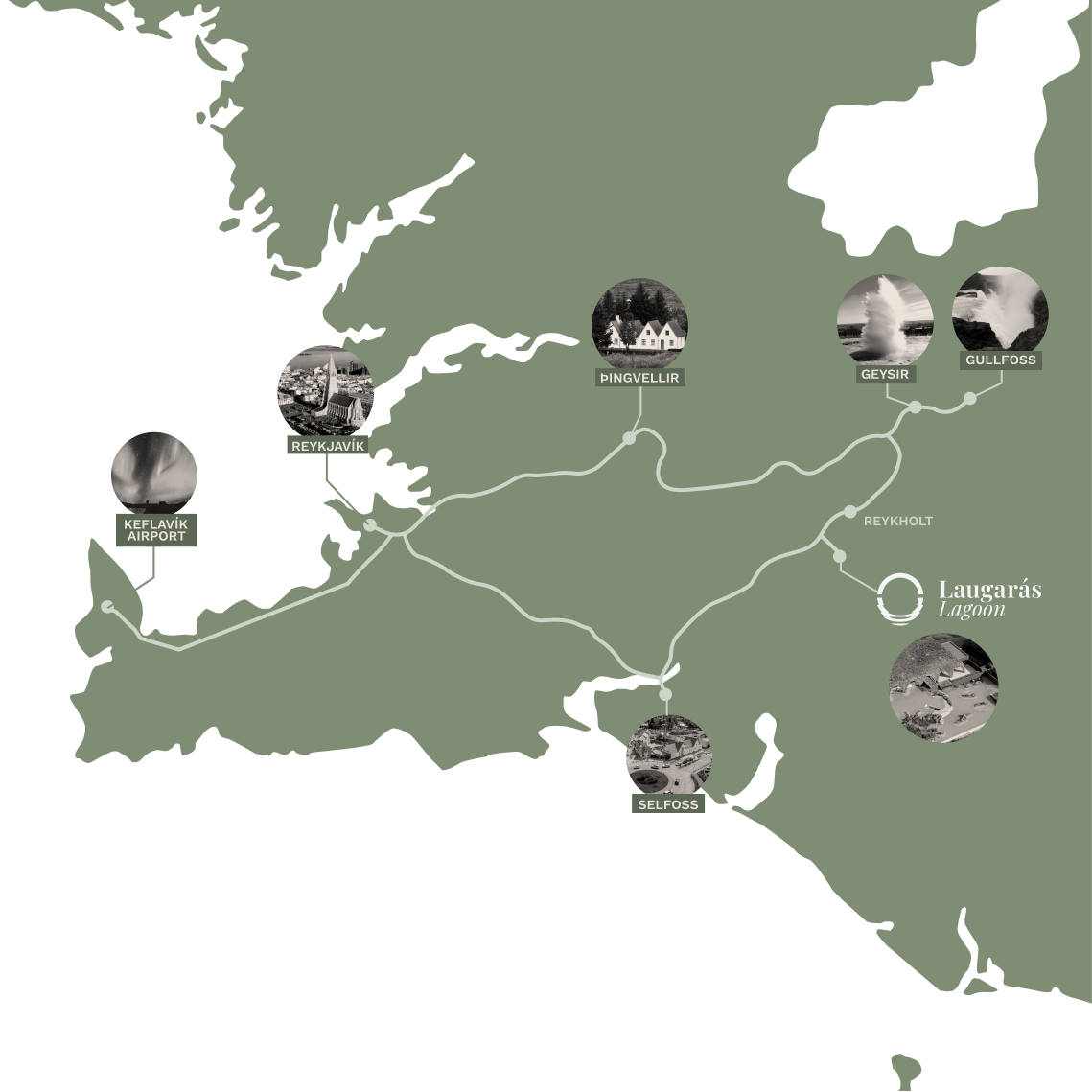 We are located in the village of Laugarás in the south region, minutes away from Iceland’s most popular tourist attractions